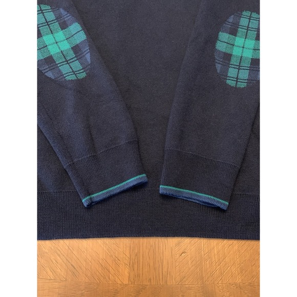 Saint James Sweater New Wool Navy Green Plaid Elbow Patches Men's  Size 48 - Picture 11 of 16